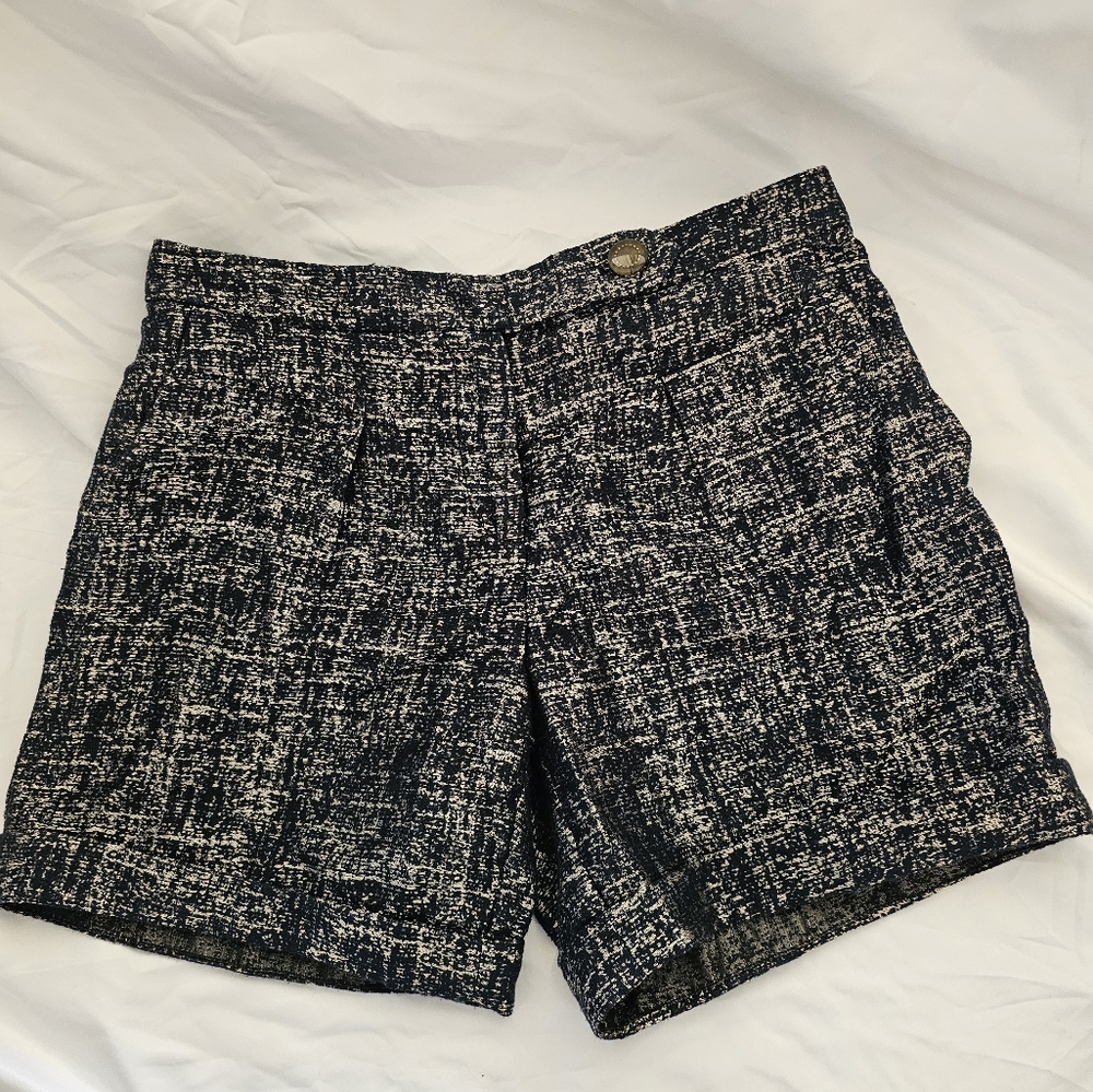 Chic Black and White Tweed Shorts